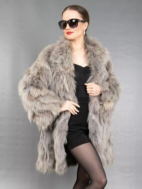Luxurious Silver Real Fur Coat